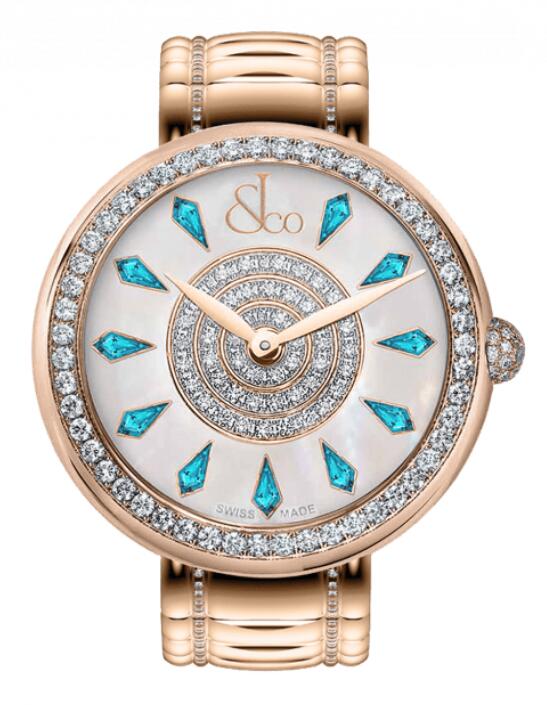 Jacob & Co. BRILLIANT ONE ROW ROSE GOLD COUTURE ICY BLUE SAPPHIRES 38MM Watch Replica BQ020.40.RO.KG.A40RA Jacob and Co Watch Price